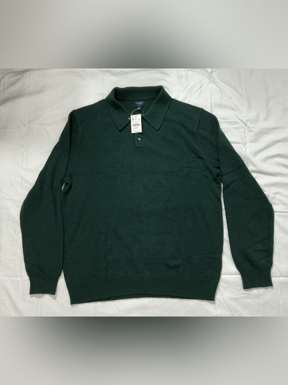 J.Crew Heritage Knit Polo Sweater NWT Green Lambswool Blend Mens L CO382
